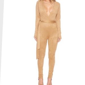 Faux suede jumpsuit
